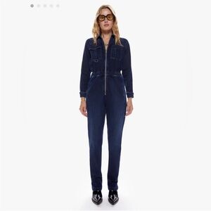 MOTHER The Racer Denim Jumpsuit Dark Wash Size S